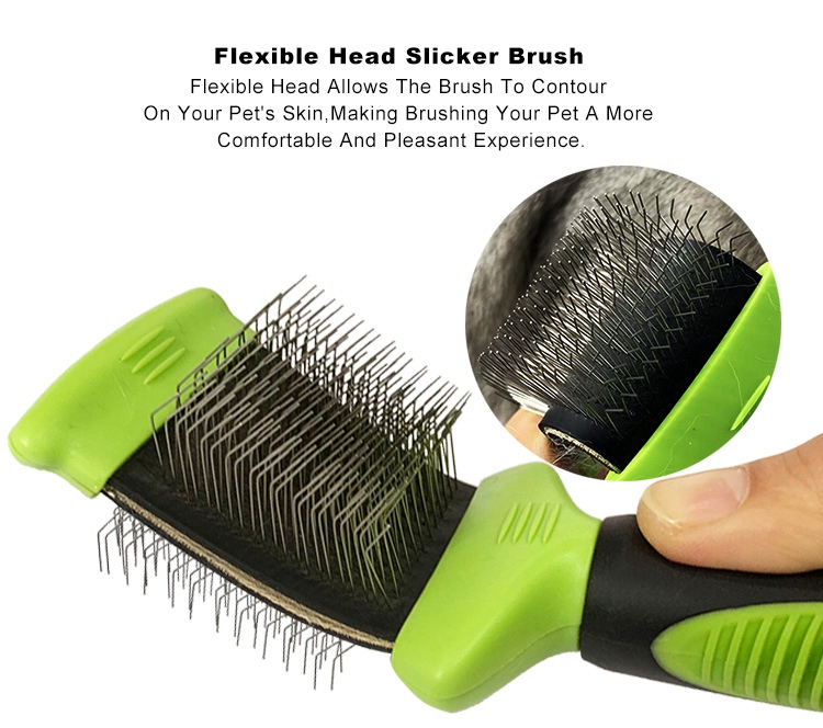 ද්විත්ව ඒක පාර්ශවීය නම්‍යශීලී Pet Slicker Brush